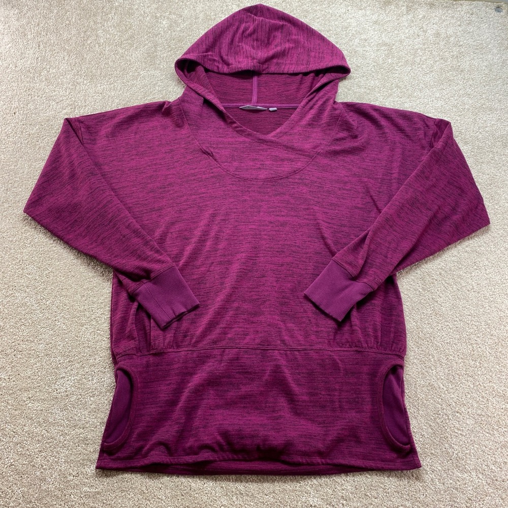 Athleta Hoodie Womens XLT Purple Space Dye Crossover Neck Pullover Long Sleeve
